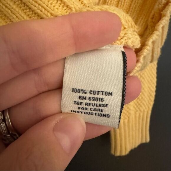 Studio Works Yellow 100% Cotton V-Neck Sweater sz S - Picture 4 of 4